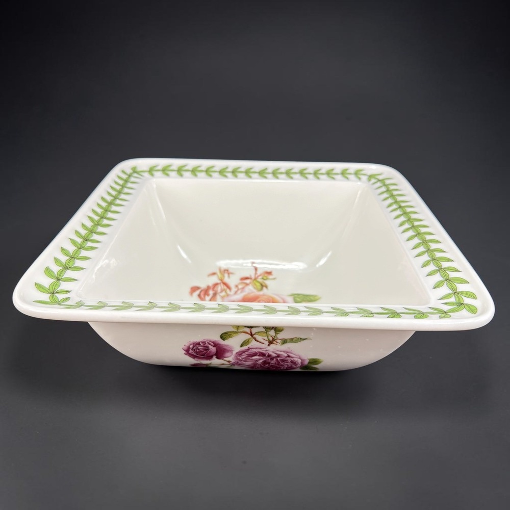 Portmeirion Botanic Roses Square Serving Bowl 8.5in Warm Wishes Tamora Peach